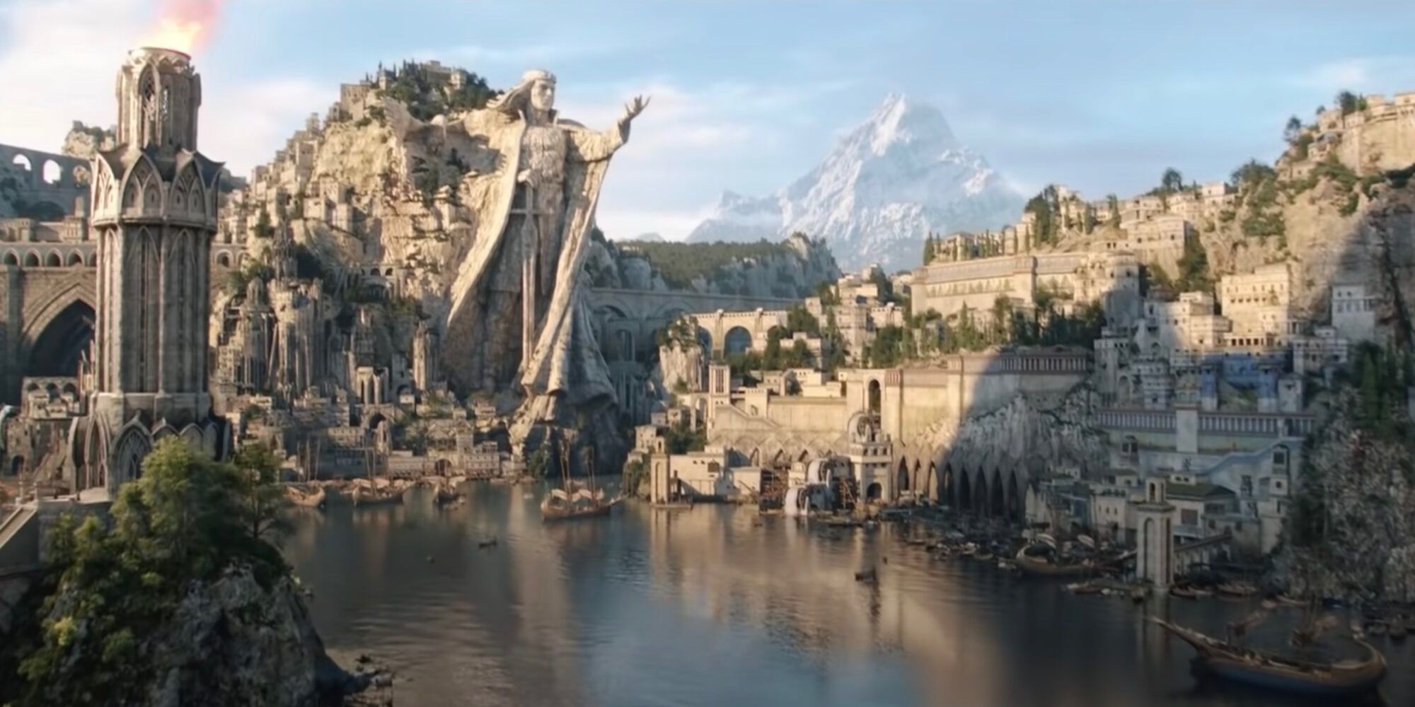 Gambar kota Numenor dari trailer The Rings of Power