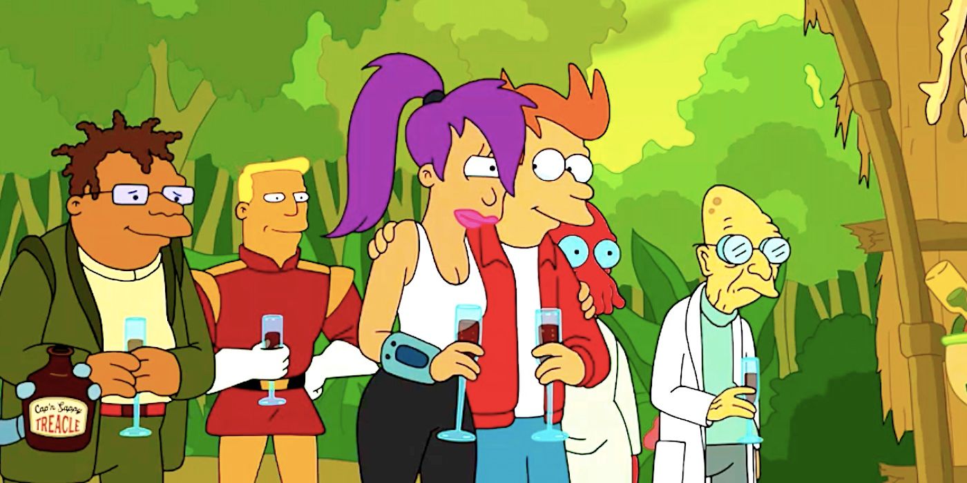 Futurama season 11 episode 2 Fry dan Leela berpelukan