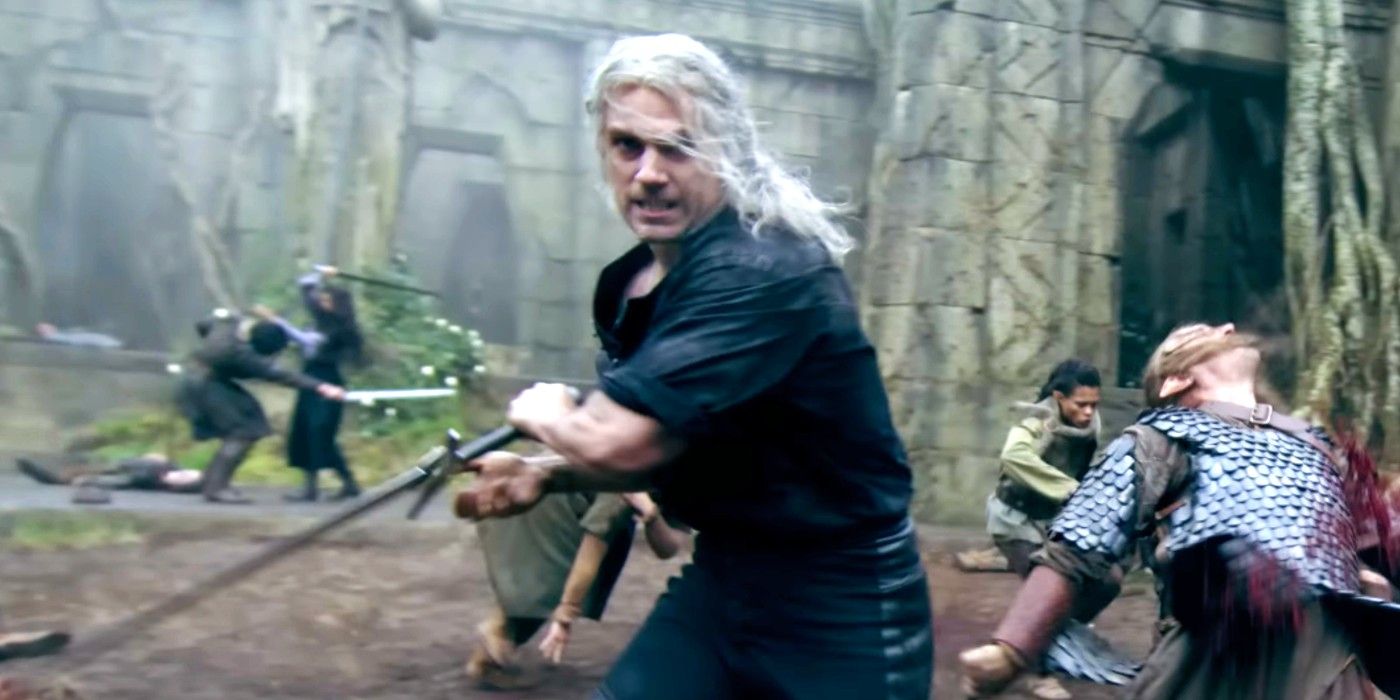 Geralt bertarung di The Witcher musim 3