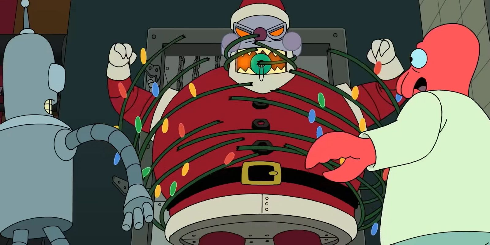 Bender dan Zoidberg dengan Robot Santa Claus di Futurama musim 11