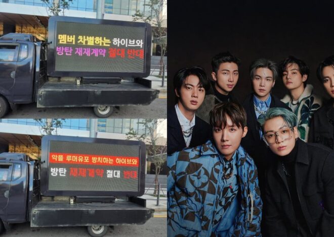 Fans mengirim truk ke HYBE untuk memprotes pembaruan kontrak BTS, mengklaim anggota tertentu didiskriminasi oleh label tersebut
