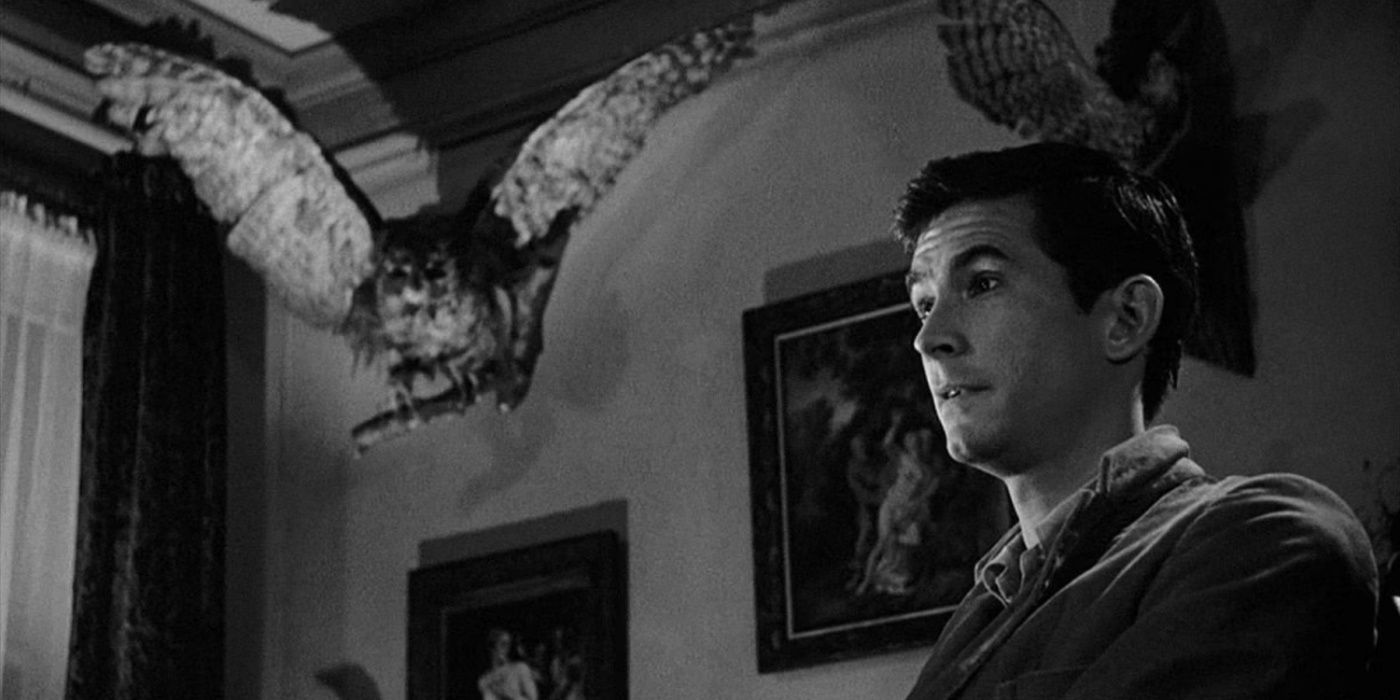Norman Bates with his taxadermy in Psycho.