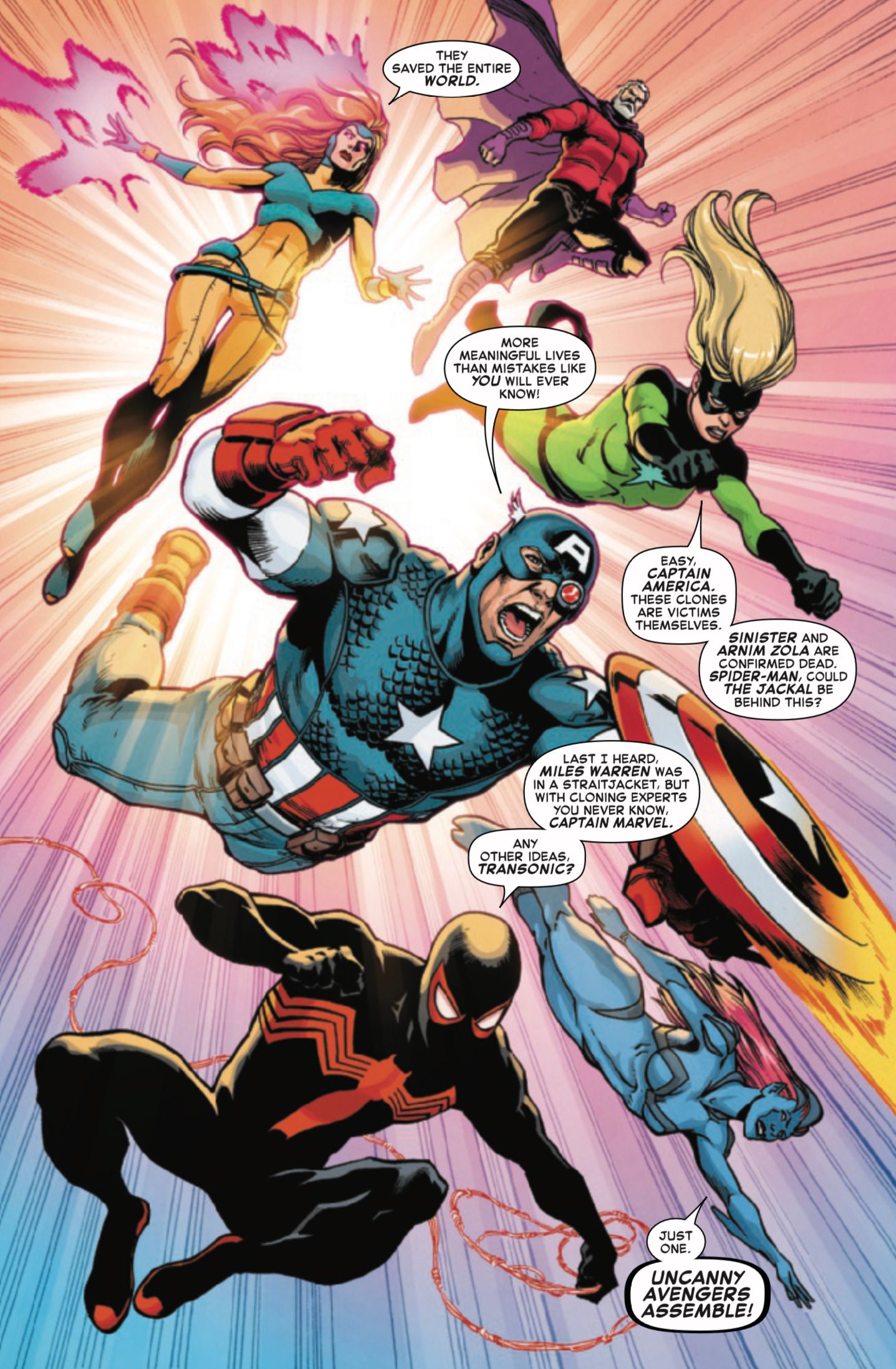 Avengers Luar Biasa termasuk Jean Grey, Magneto, Captain America, Spider-Man, Captain Marvel, & Transonic